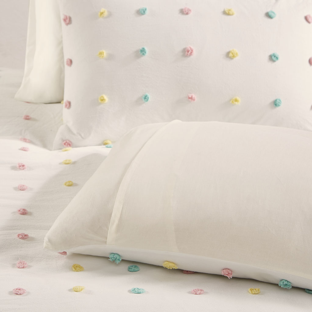 Callie Cotton Jacquard Pom Pom Duvet Cover Set