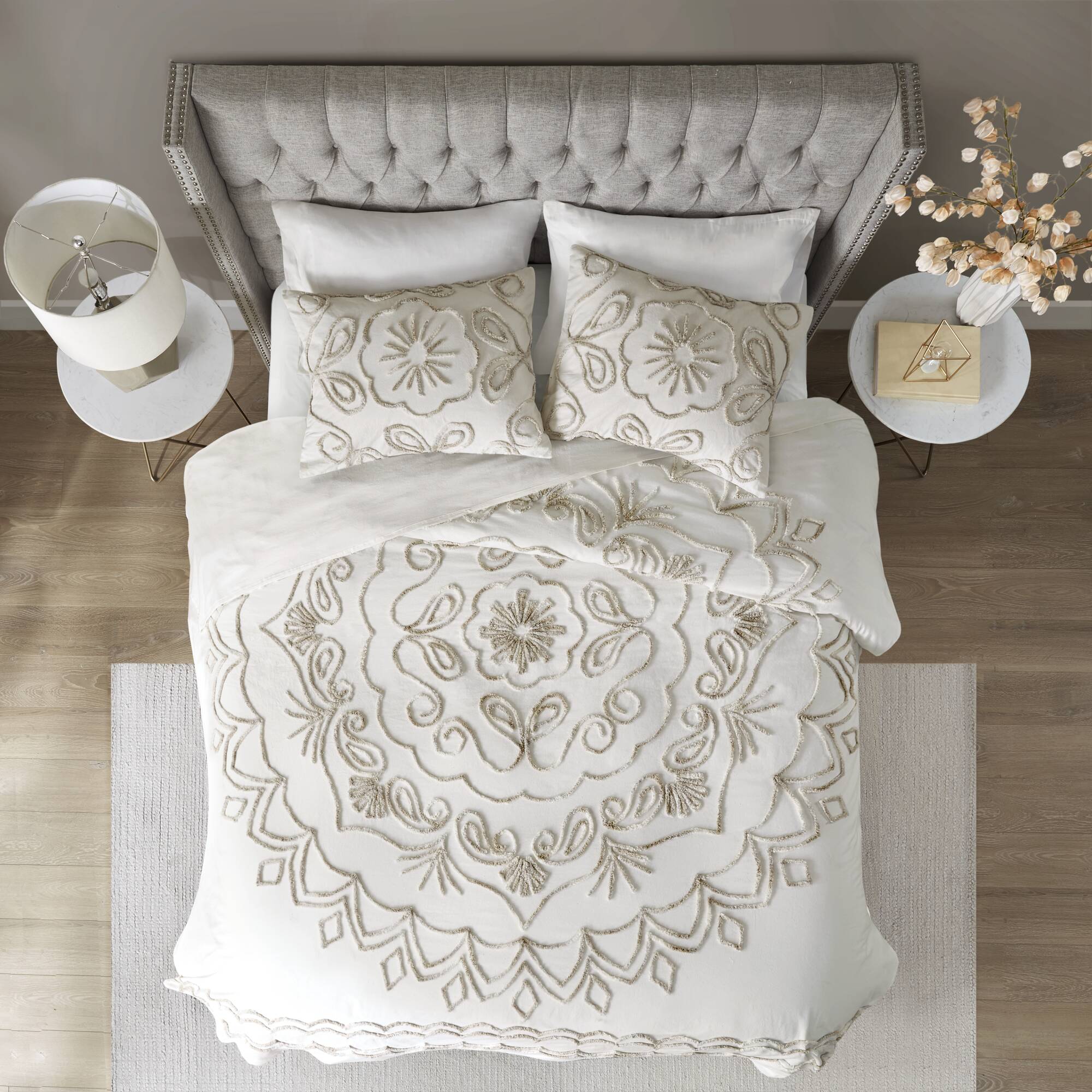 Violette 3 Piece Tufted Cotton Chenille  Coverlet Set