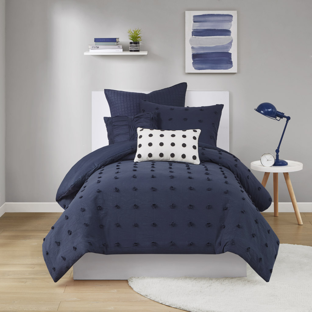 Brooklyn Cotton Jacquard Comforter Set with Euro Shams and Throw Pillows