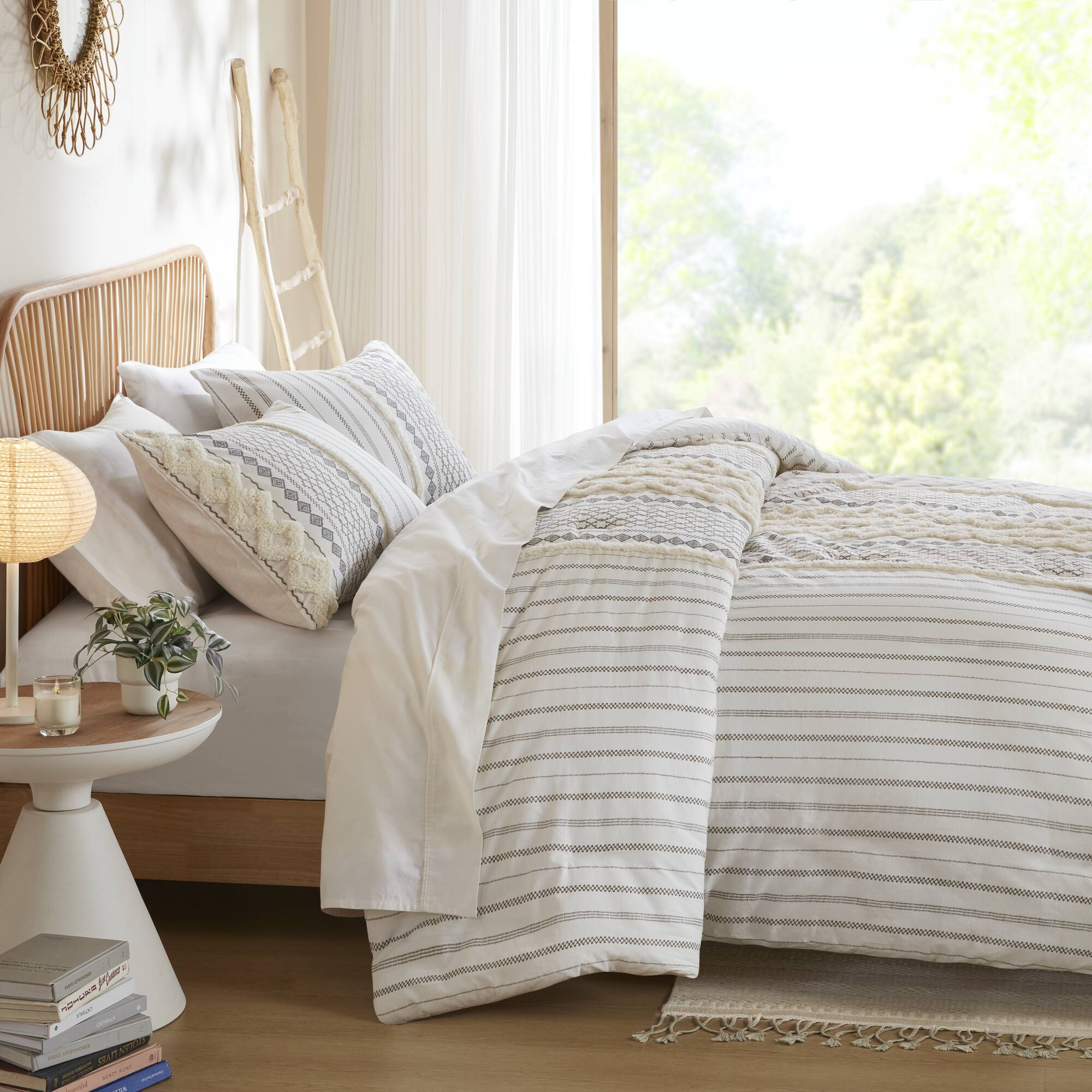 Imani Cotton Printed Duvet Cover Set with Chenille