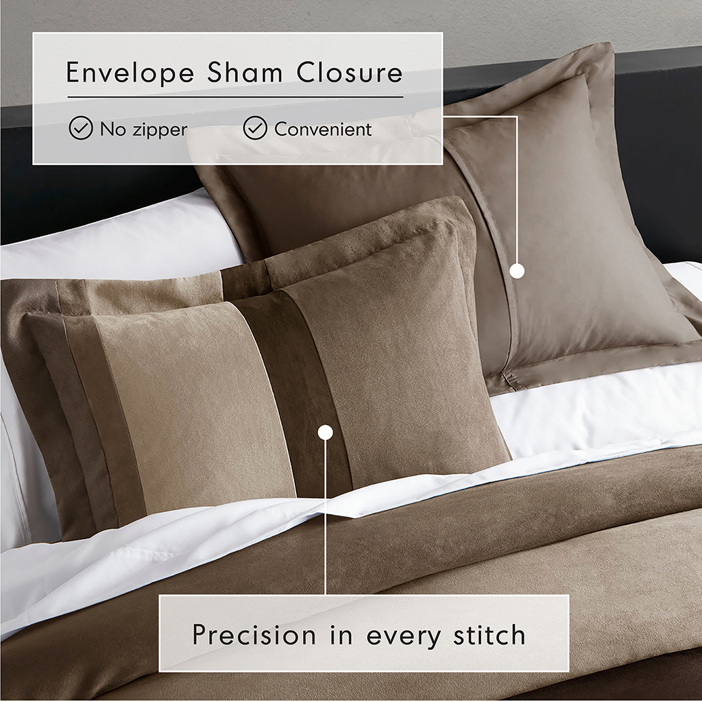Highland Stripe Pieced Faux Suede Comforter Set