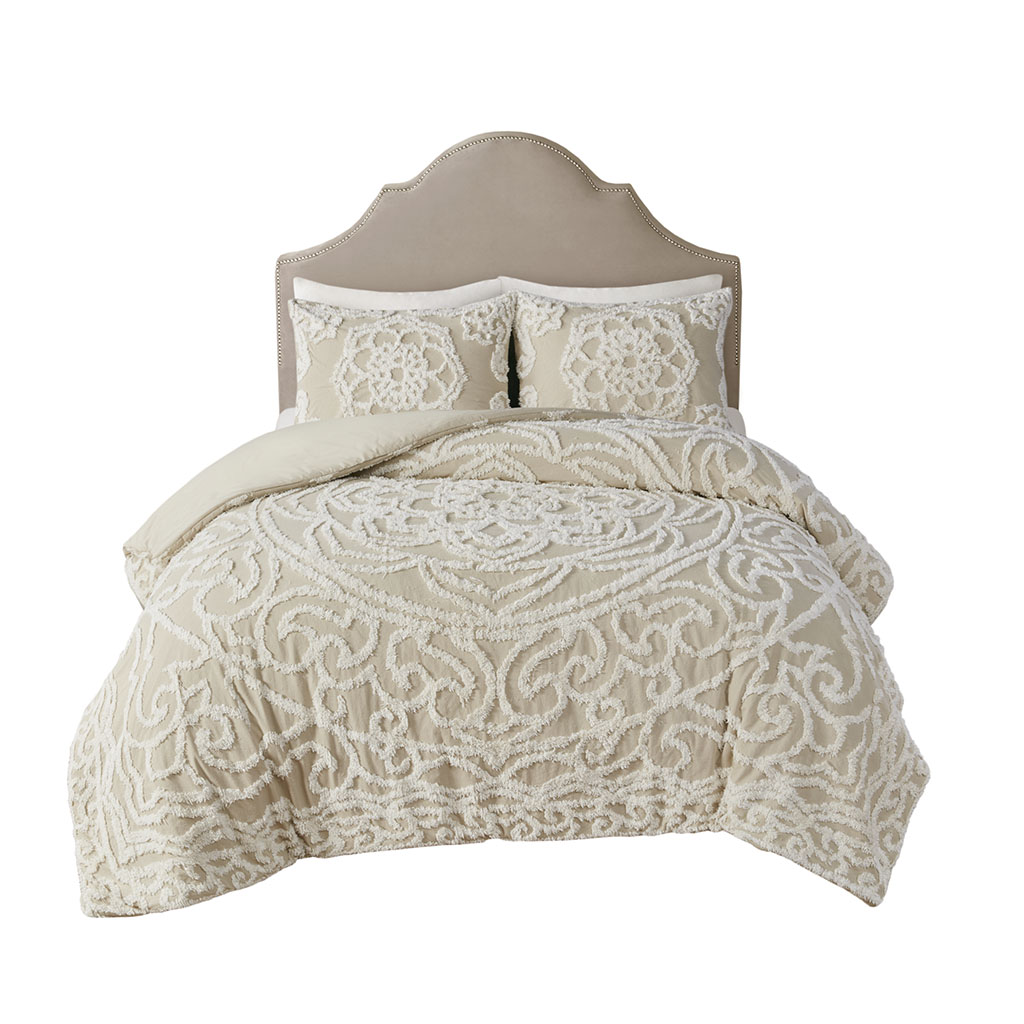 Laetitia Tufted Cotton Chenille Medallion Duvet Cover Set