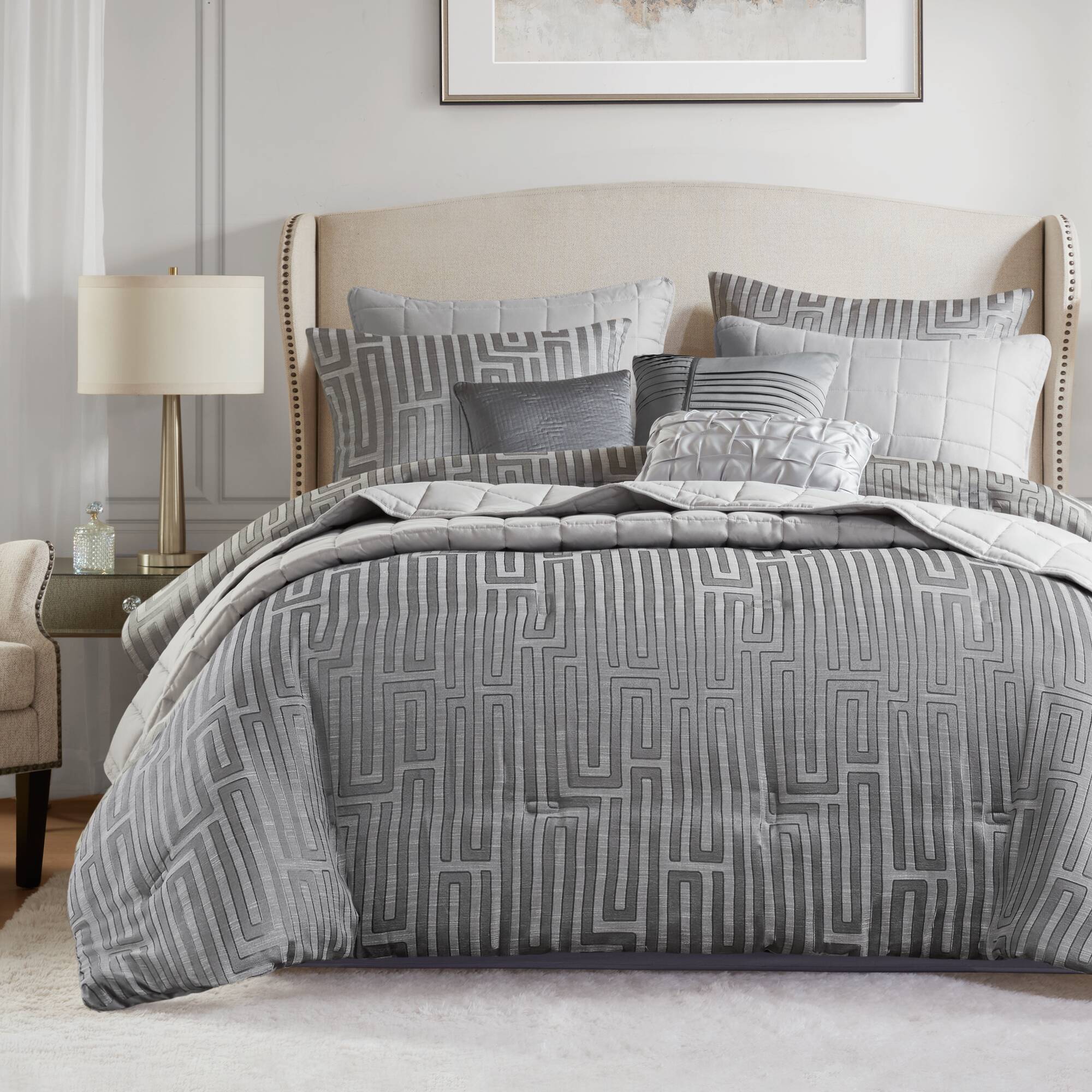 Royce 10 Piece Luxury Jacquard Comforter Set
