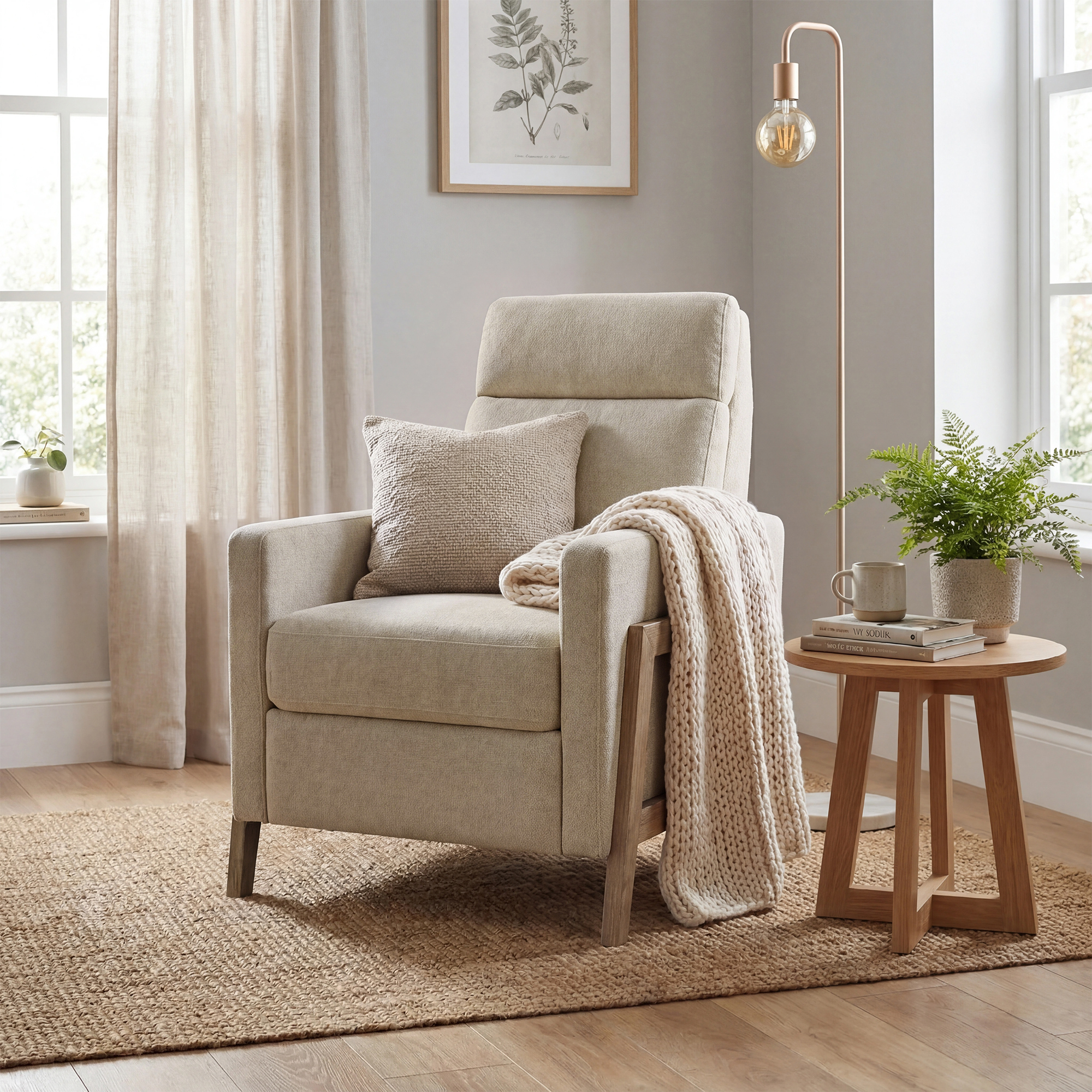 Luna Recliner With Wood Frame