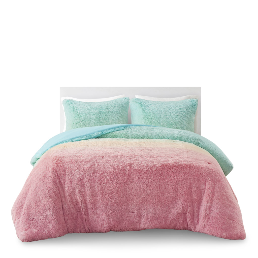 Primrose Ombre Shaggy Faux Fur Comforter Set
