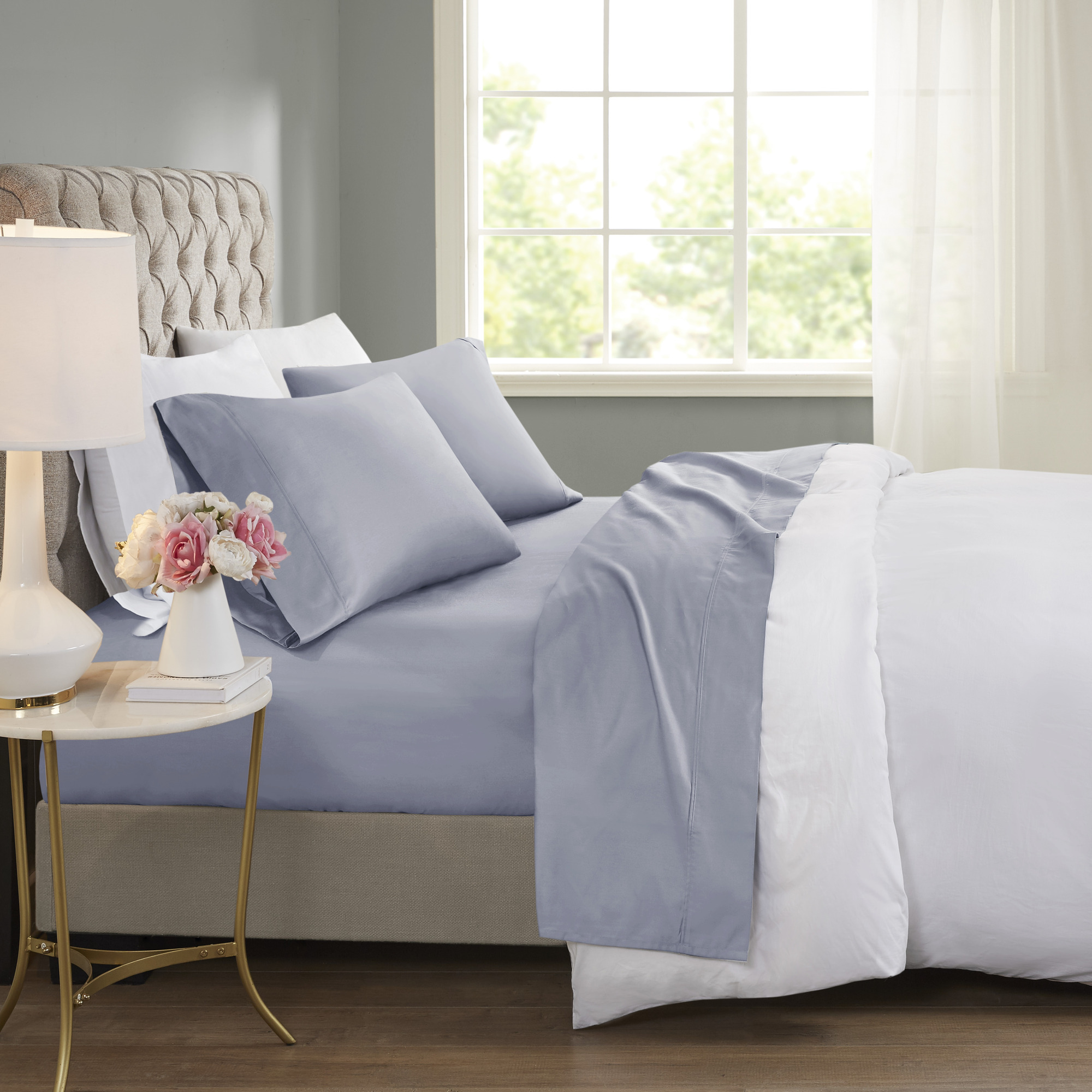 600 Thread Count Cooling Cotton Blend 4 PC Sheet Set