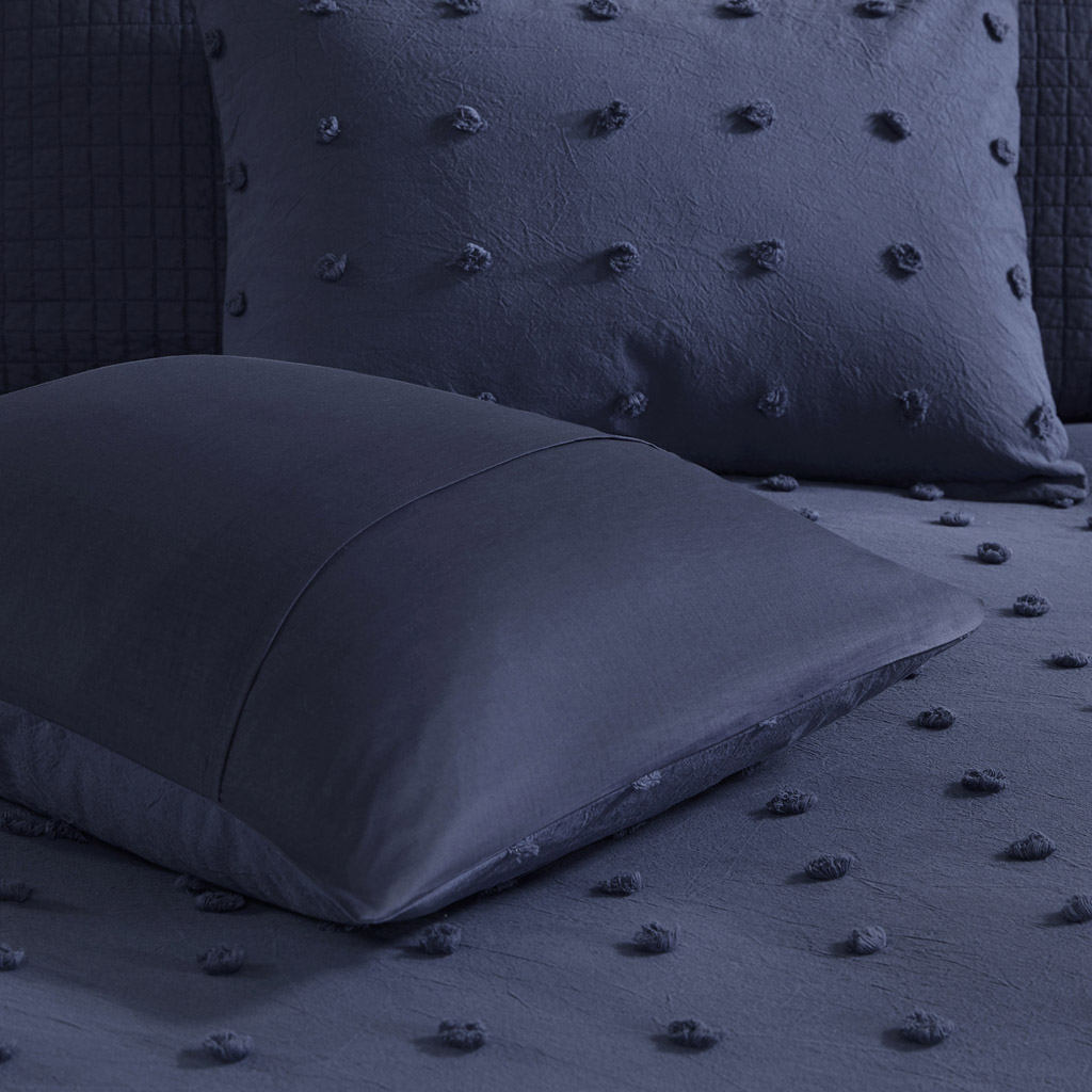 Brooklyn Cotton Jacquard Duvet Cover Set with Euro Shams and Throw Pillows