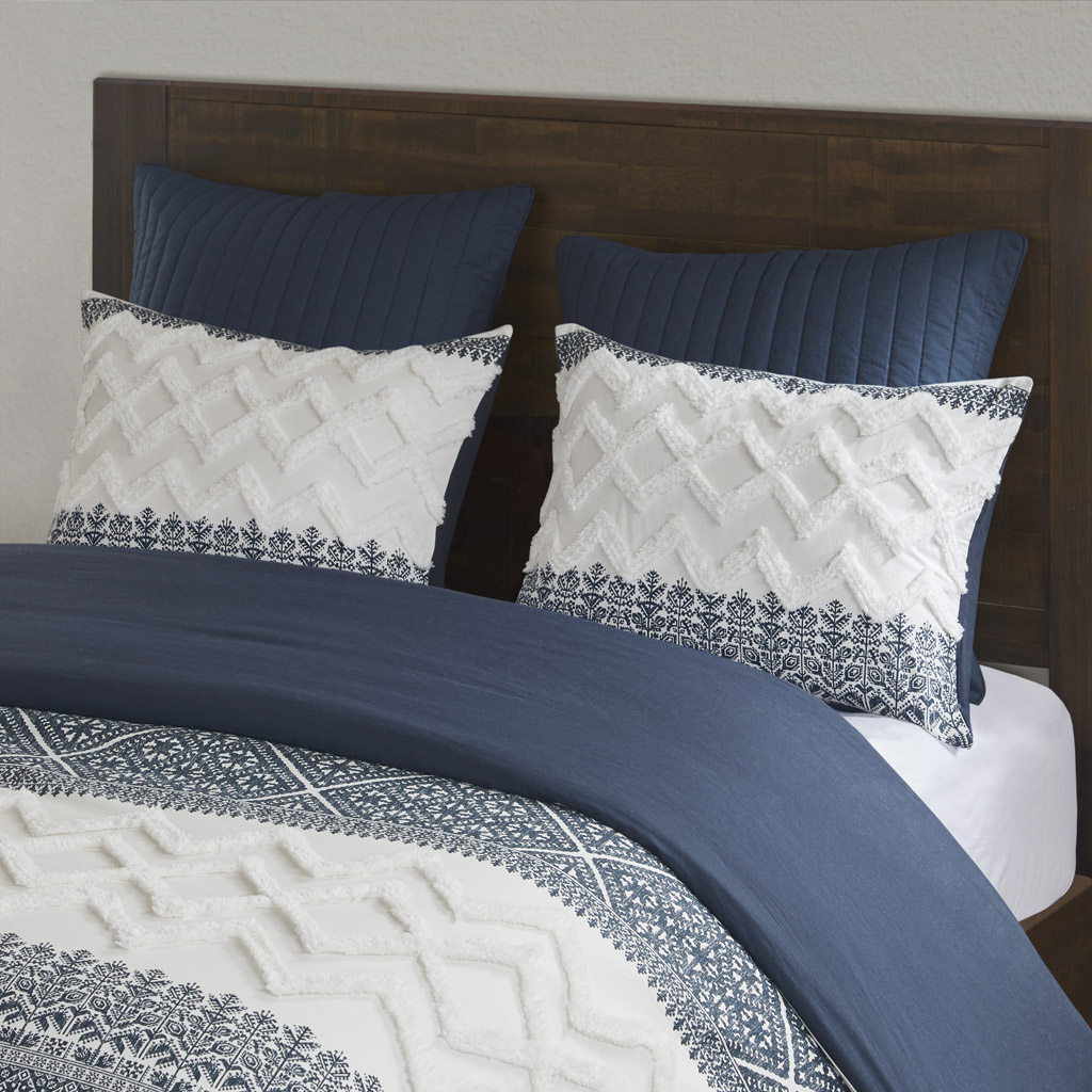 Mila 3 Piece Cotton Comforter Set with Chenille Tufting