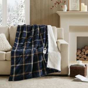 Print Plush to Sherpa Heated Throw from Woolrich in Navy Plaid. Print Plush to Sherpa Heated Throw from Woolrich in Navy Plaid. Print Plush to Sherpa Heated Throw from Woolrich in Navy Plaid. Print Plush to Sherpa Heated Throw from Woolrich in Navy Plaid. Print Plush to Sherpa Heated Throw from Woolrich in Navy Plaid.