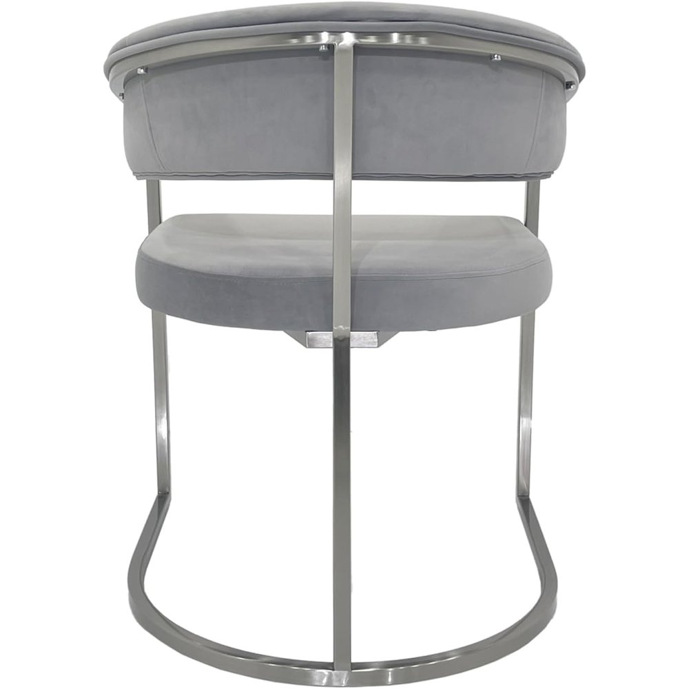Gray Velvet Cushion Dining Chair with Matte Silver Legs