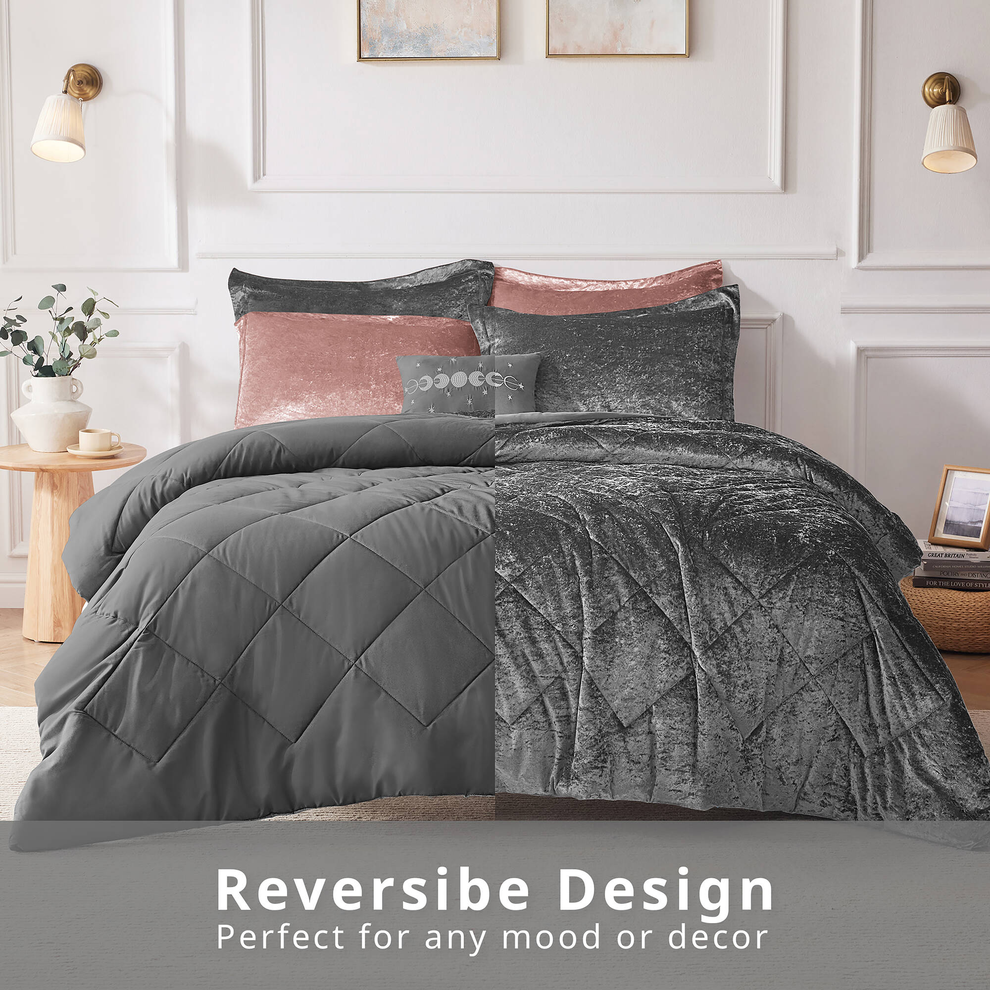 Felicia Velvet Comforter Set with Throw Pillow