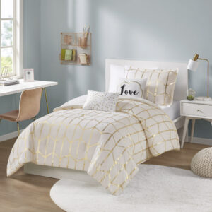 Raina Metallic Printed Comforter Set from Intelligent Design in  Ivory/Gold. Raina Metallic Printed Comforter Set from Intelligent Design in  Ivory/Gold. Raina Metallic Printed Comforter Set from Intelligent Design in  Ivory/Gold. Raina Metallic Printed Comforter Set from Intelligent Design in  Ivory/Gold. Raina Metallic Printed Comforter Set from Intelligent Design in  Ivory/Gold.