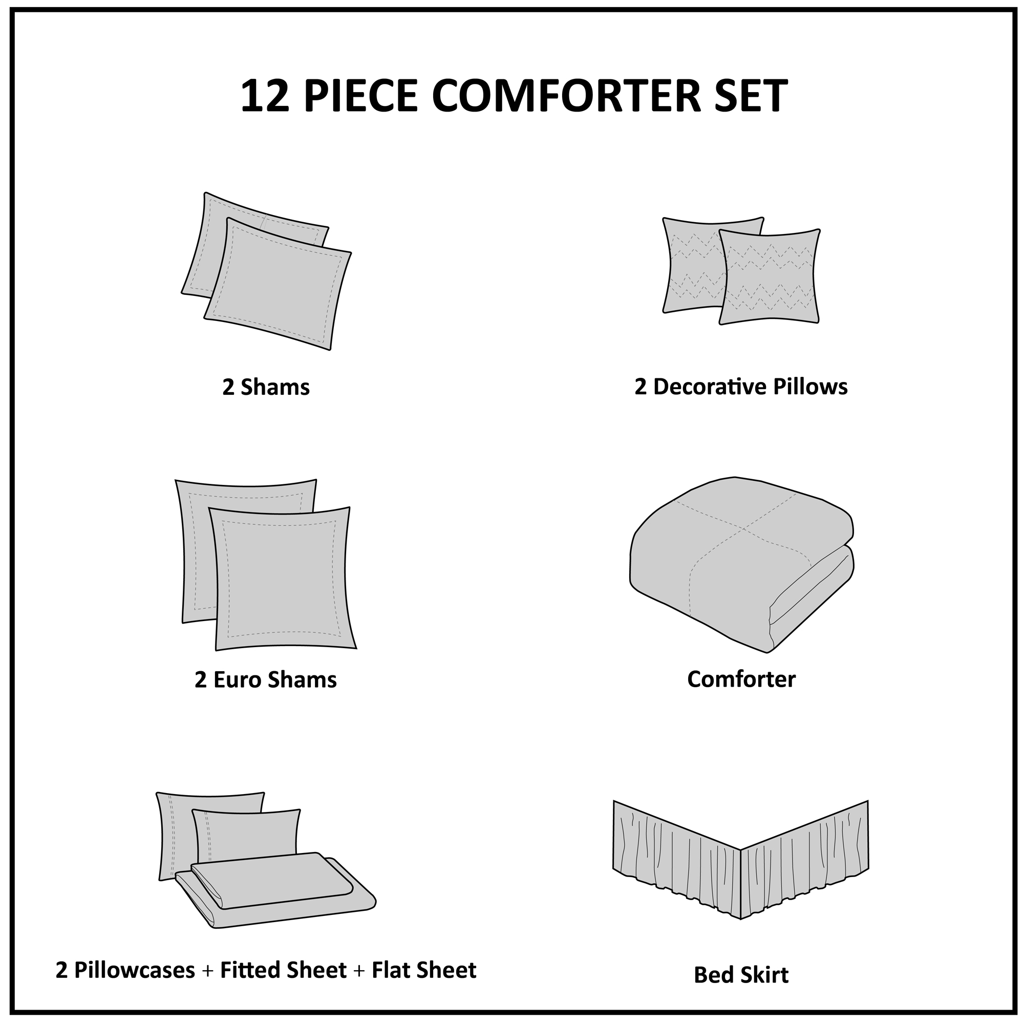 Lavine 12 Piece Comforter Set with Cotton Bed Sheets