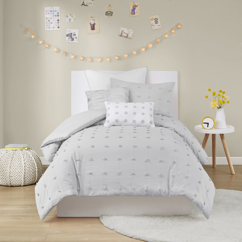 Brooklyn Cotton Jacquard Comforter Set with Euro Shams and Throw Pillows