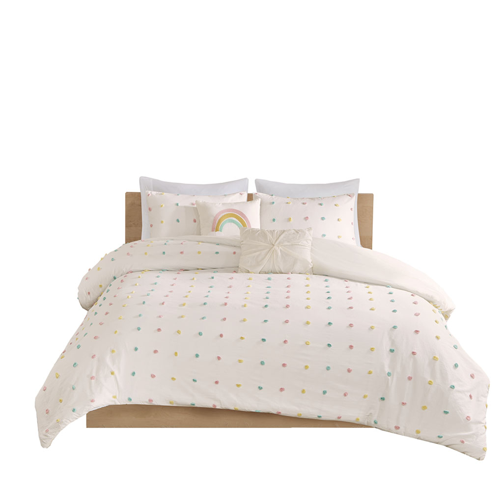 Callie Cotton Jacquard Pom Pom Duvet Cover Set