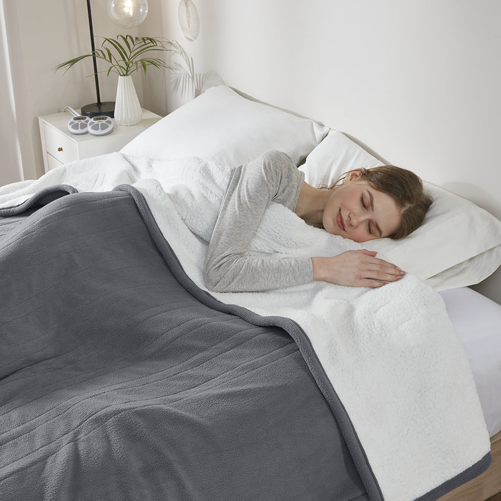 Fleece to Sherpa Heated Blanket