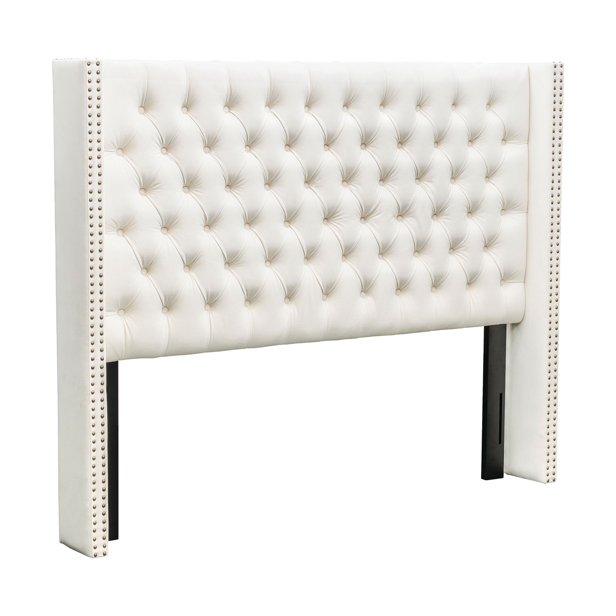 Amelia Upholstered Wingback Headboard with Button Tufting & Nailhead Trim