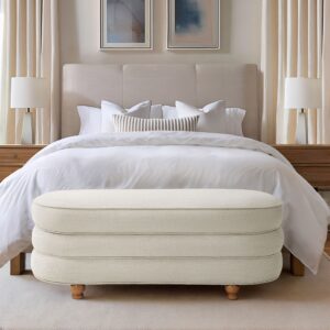 Kylan Oval Channel Storage Bench with Wooden Ball Feet from Madison Park in  Cream. Kylan Oval Channel Storage Bench with Wooden Ball Feet from Madison Park in  Cream. Kylan Oval Channel Storage Bench with Wooden Ball Feet from Madison Park in  Cream. Kylan Oval Channel Storage Bench with Wooden Ball Feet from Madison Park in  Cream. Kylan Oval Channel Storage Bench with Wooden Ball Feet from Madison Park in  Cream.