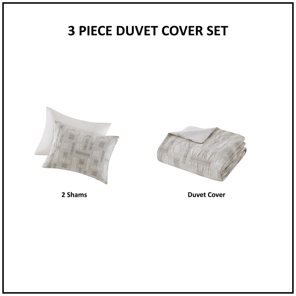 Cairo 3 Piece Cotton Jacquard Duvet Set