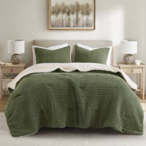 Riordan Waffle Knit Chenille Comforter Set from Madison Park in  Olive. Riordan Waffle Knit Chenille Comforter Set from Madison Park in  Olive. Riordan Waffle Knit Chenille Comforter Set from Madison Park in  Olive. Riordan Waffle Knit Chenille Comforter Set from Madison Park in  Olive. Riordan Waffle Knit Chenille Comforter Set from Madison Park in  Olive.