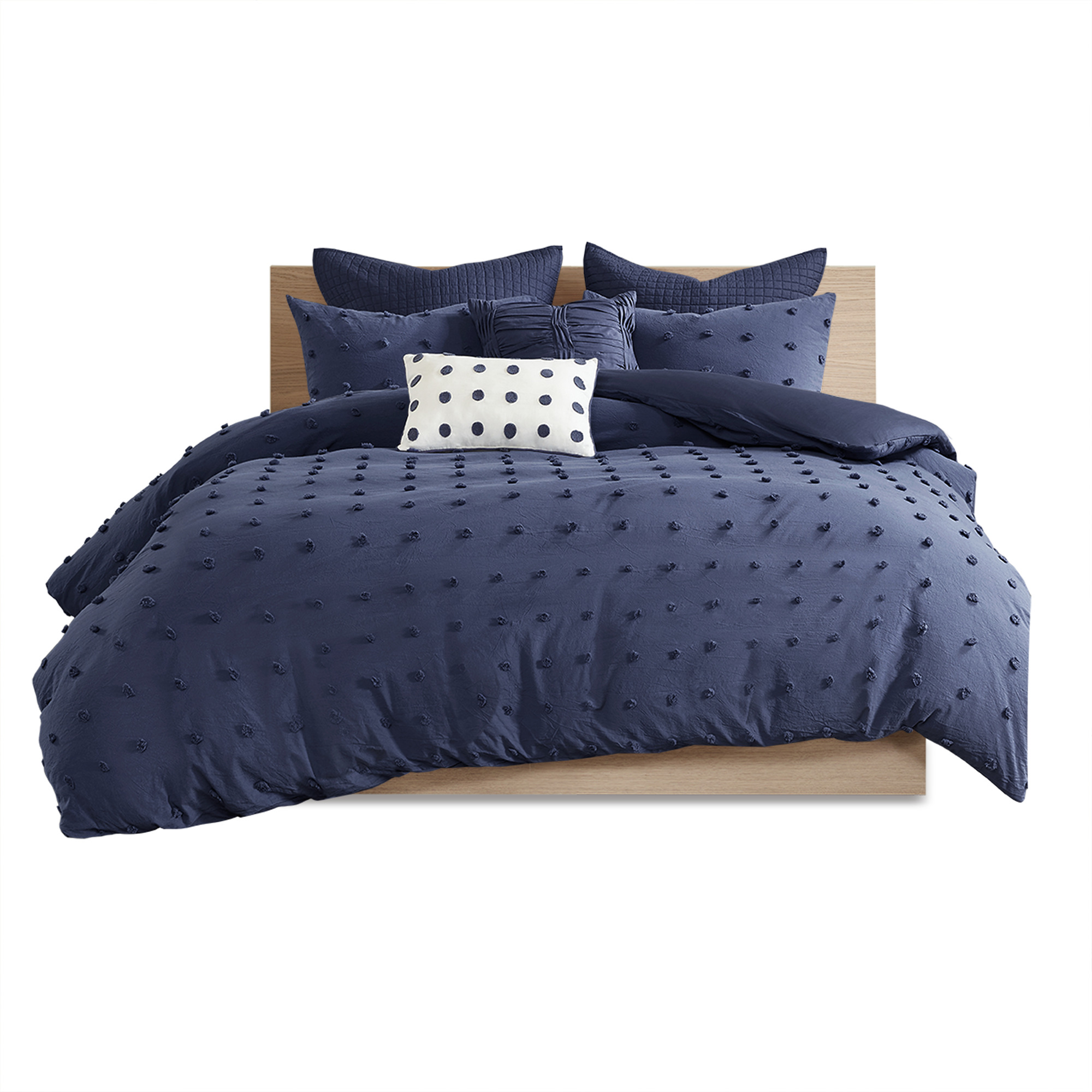 Brooklyn Cotton Jacquard Duvet Cover Set with Euro Shams and Throw Pillows