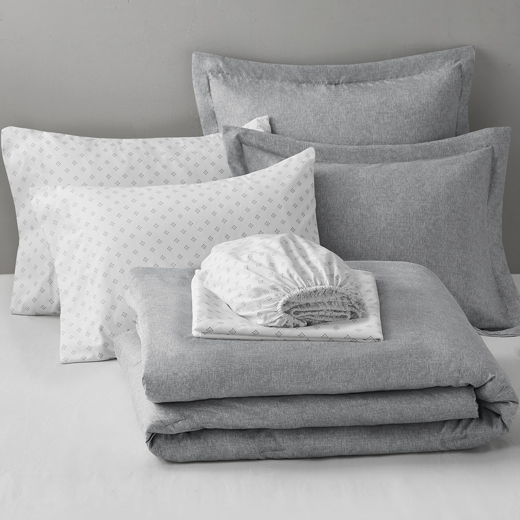 Camden Chambray Print Solid Comforter Set