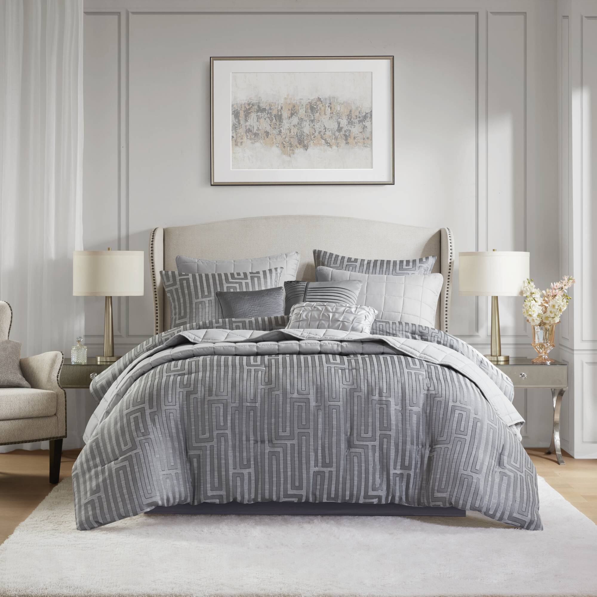 Royce 10 Piece Luxury Jacquard Comforter Set