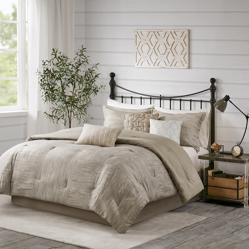 Walter 7 Piece Printed Seersucker Comforter Set