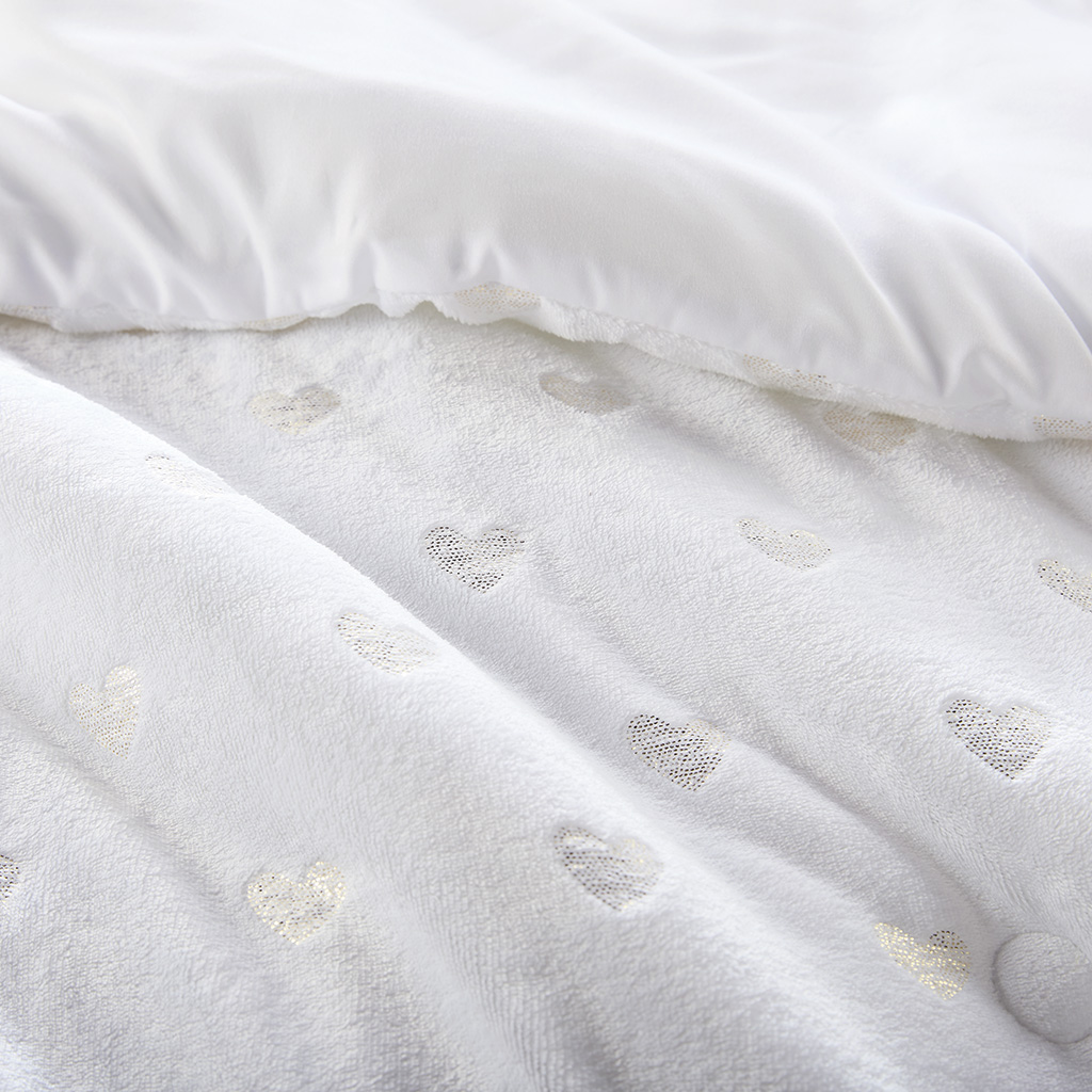 Rosalie Metallic Printed Plush Comforter Set with Throw Pillow