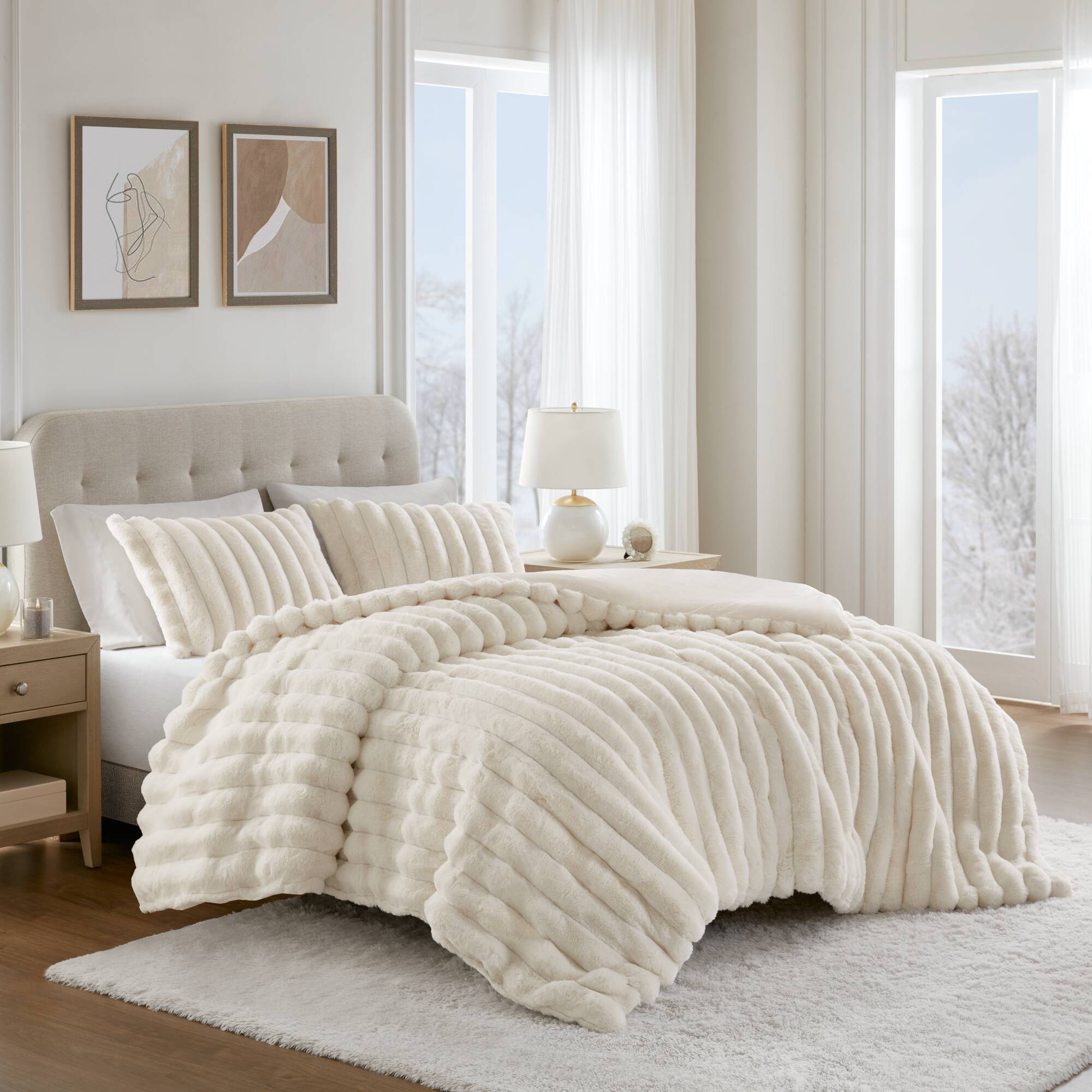 Jasmine 3 Piece Faux Fur Comforter Set