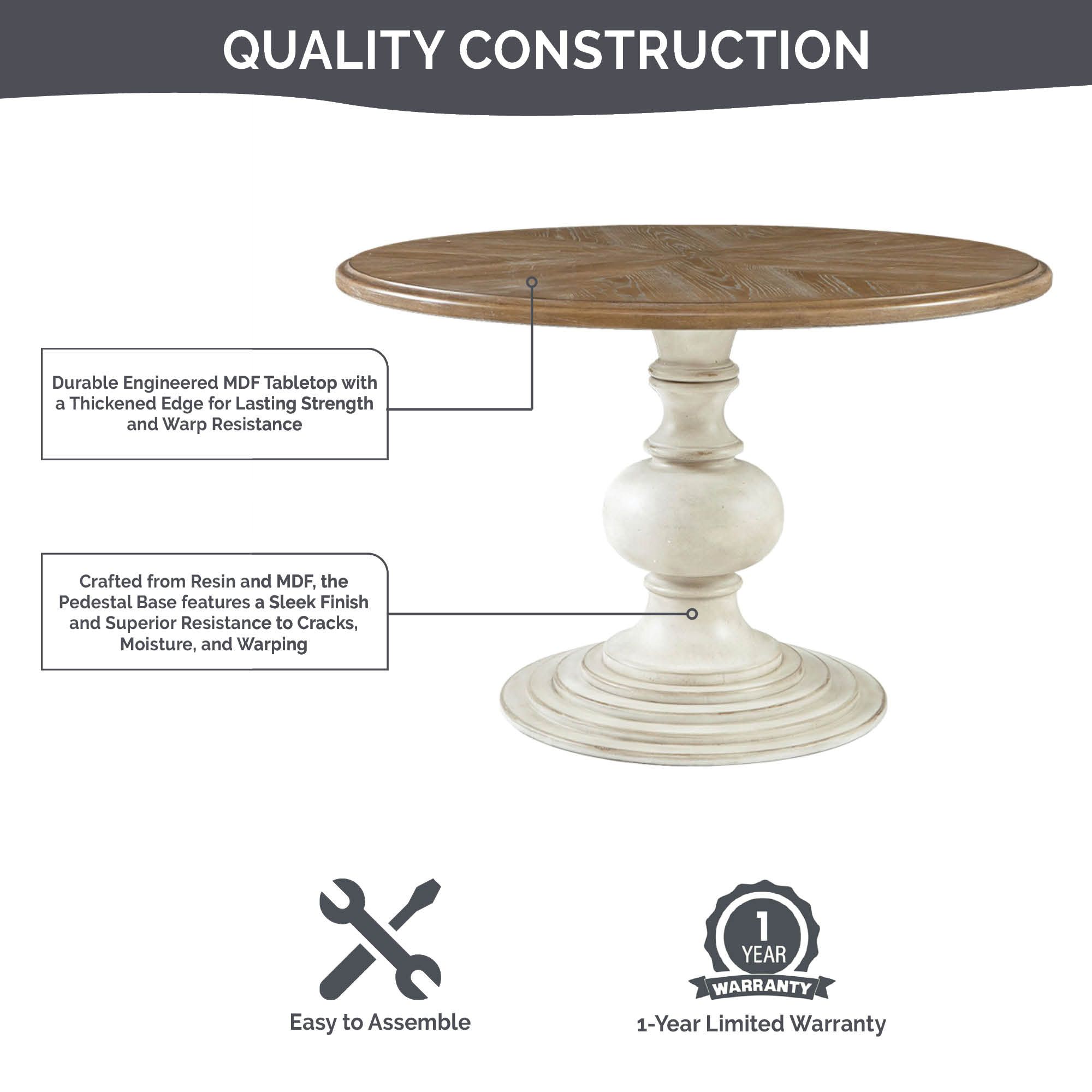 Lexi 46″ Round Pedestal Dining Table