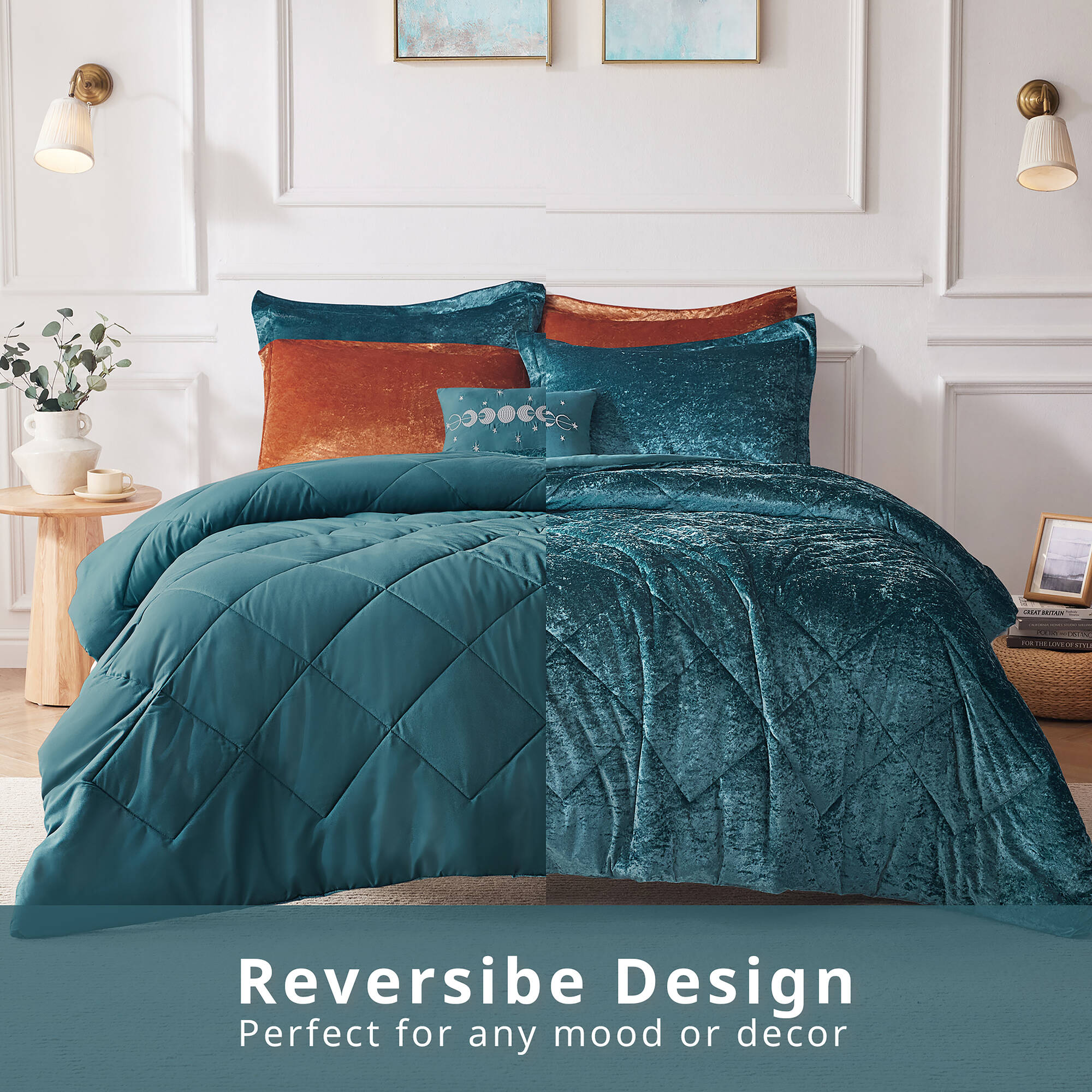 Felicia Velvet Duvet Cover Set with Throw Pillow