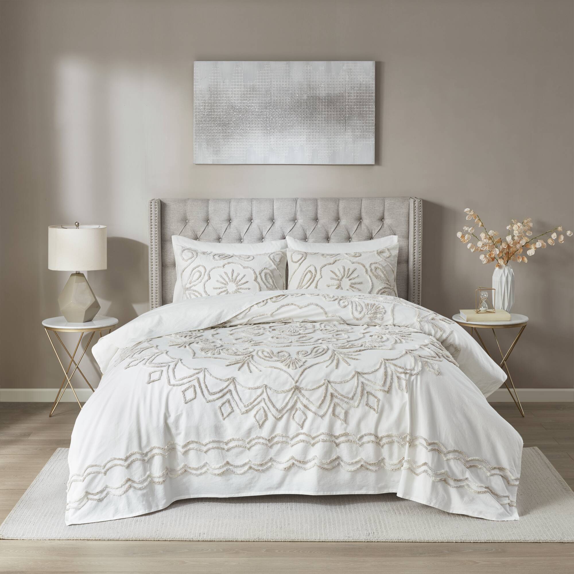 Violette 3 Piece Tufted Cotton Chenille  Coverlet Set