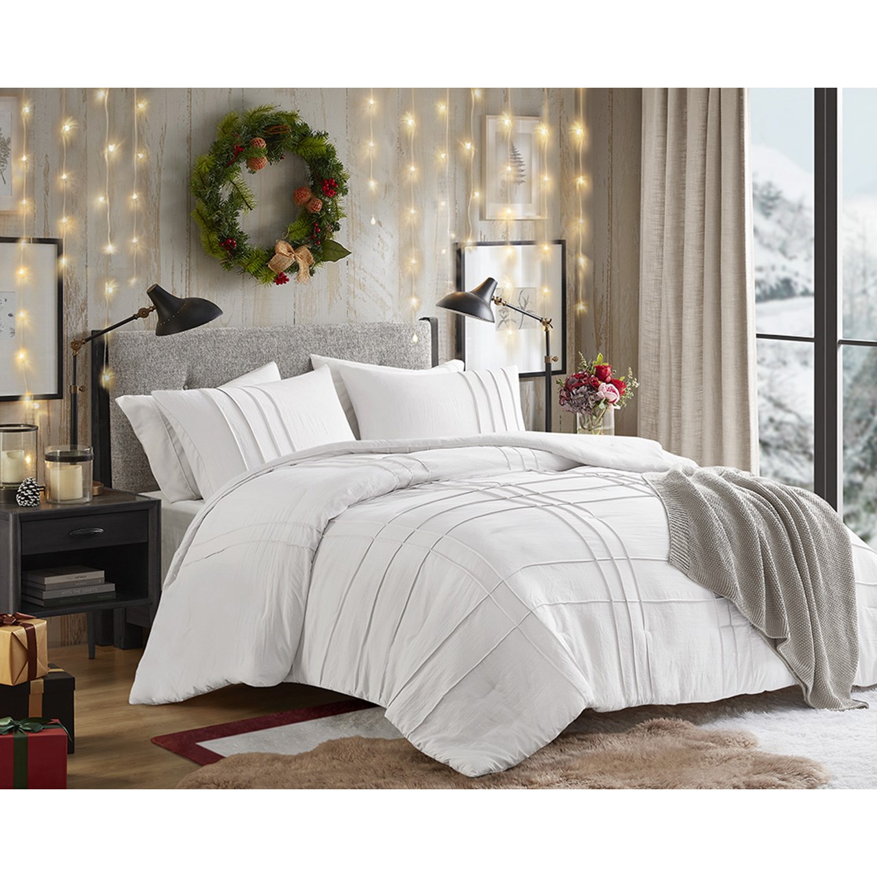 Walker Soft Washed Pleated Duvet Cover Set
