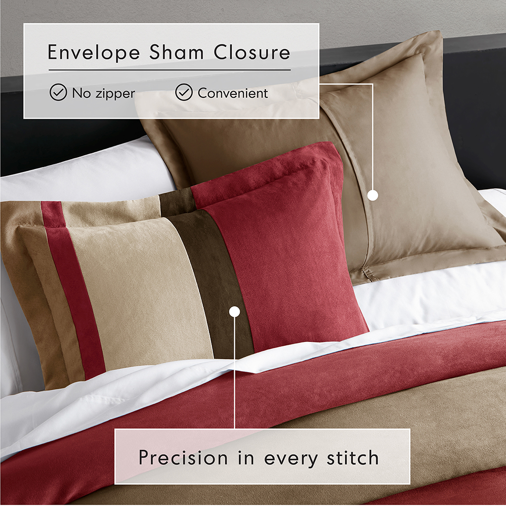Highland Stripe Pieced Faux Suede Comforter Set