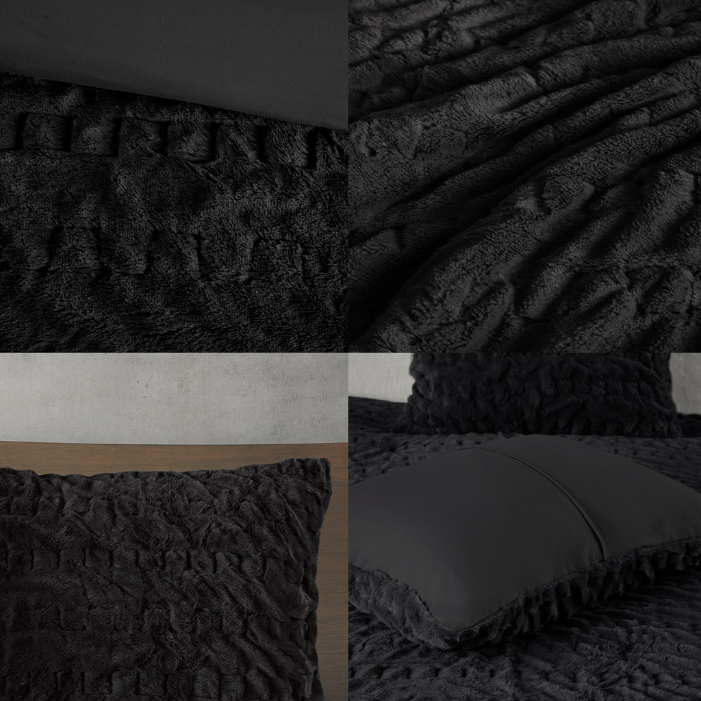 Blair Ruched Fur Down Alternative Comforter Set