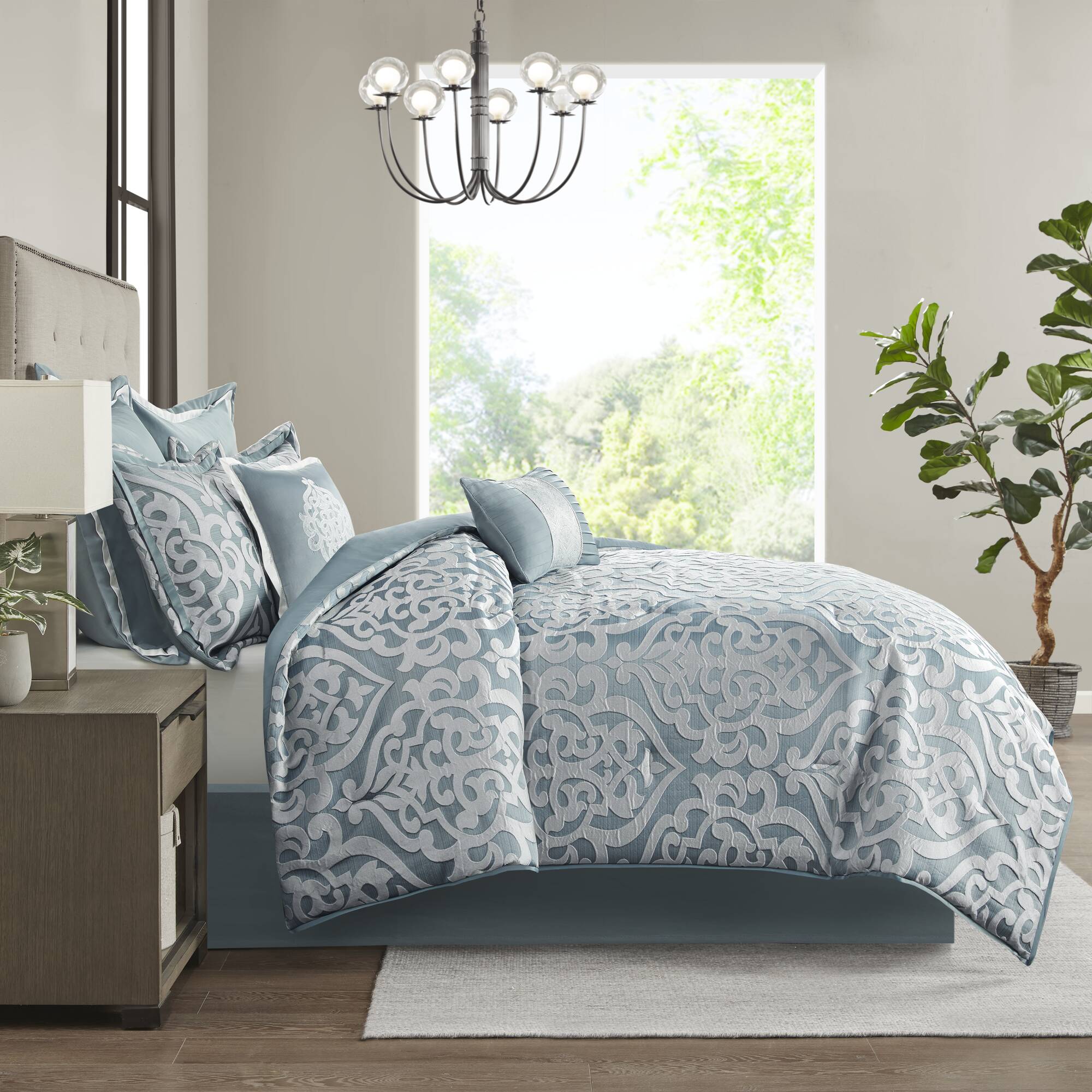 Odette 8 Piece Jacquard Comforter Set