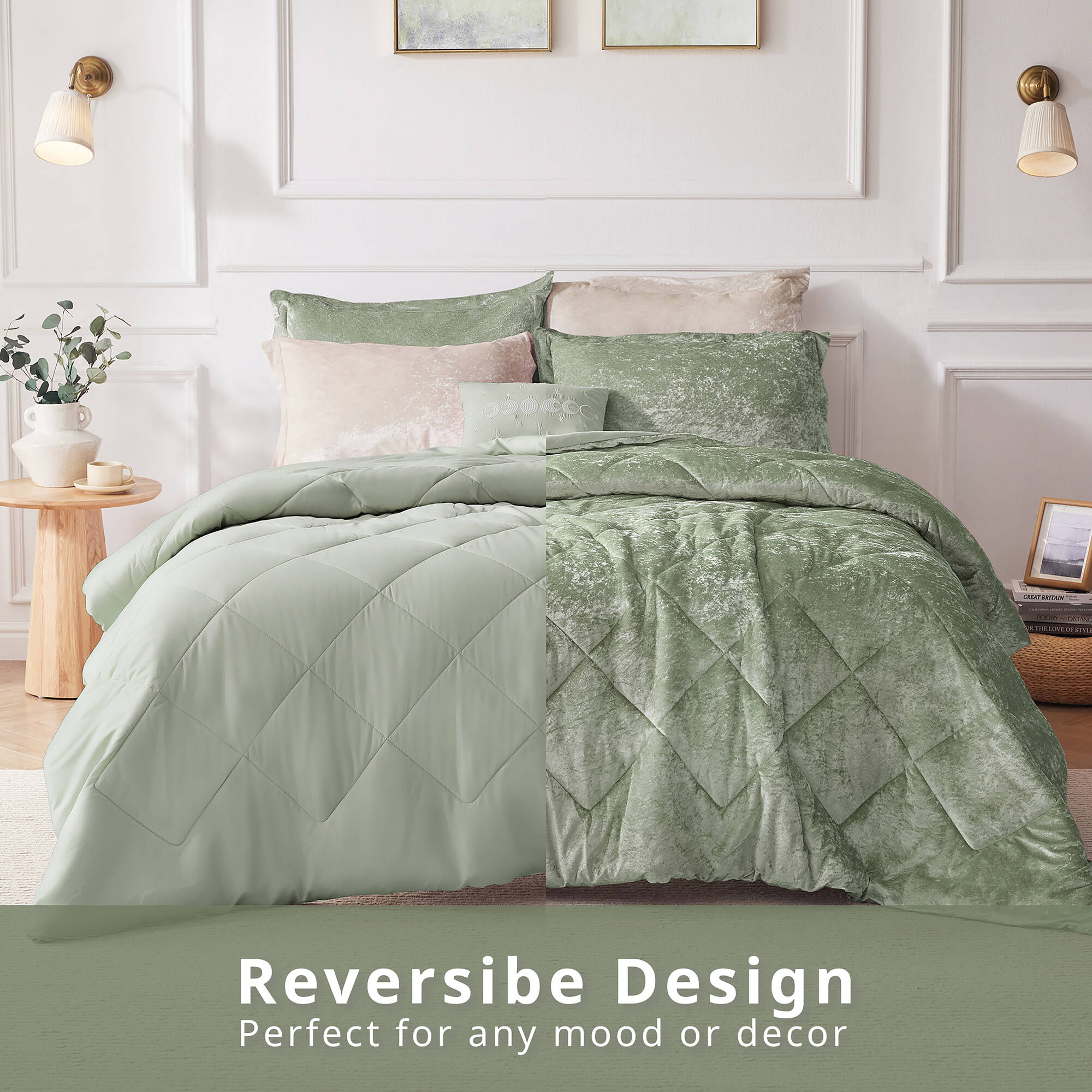 Felicia Velvet Comforter Set with Throw Pillow