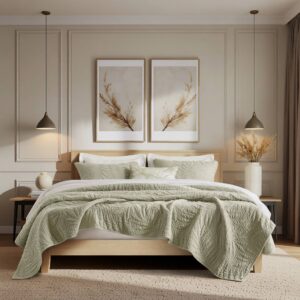 Botanical Leaves 3 Piece Cotton Quilt Set from Harbor House in  Sage. Botanical Leaves 3 Piece Cotton Quilt Set from Harbor House in  Sage. Botanical Leaves 3 Piece Cotton Quilt Set from Harbor House in  Sage. Botanical Leaves 3 Piece Cotton Quilt Set from Harbor House in  Sage. Botanical Leaves 3 Piece Cotton Quilt Set from Harbor House in  Sage.