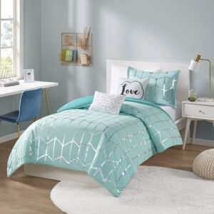Raina Metallic Printed Comforter Set from Intelligent Design in  Aqua/Silver. Raina Metallic Printed Comforter Set from Intelligent Design in  Aqua/Silver. Raina Metallic Printed Comforter Set from Intelligent Design in  Aqua/Silver. Raina Metallic Printed Comforter Set from Intelligent Design in  Aqua/Silver. Raina Metallic Printed Comforter Set from Intelligent Design in  Aqua/Silver.