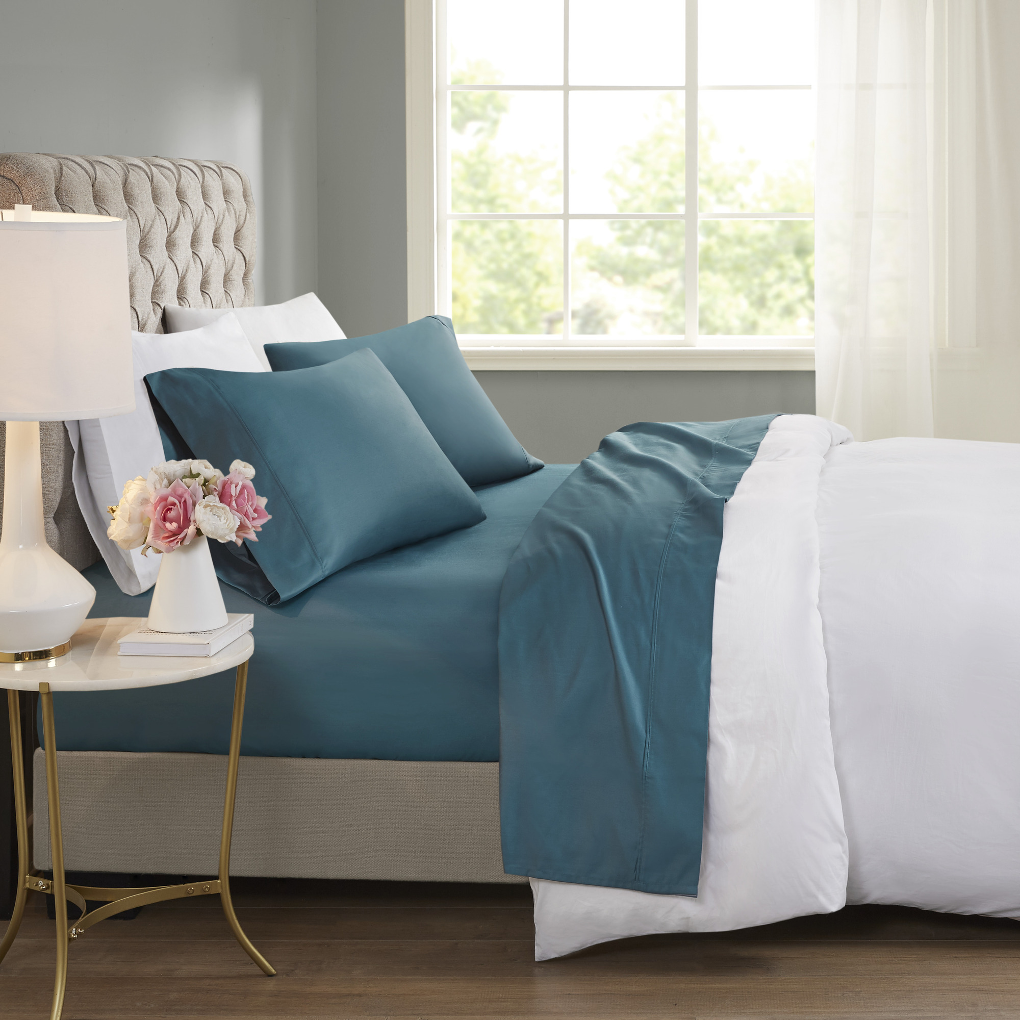 600 Thread Count Cooling Cotton Blend 4 PC Sheet Set