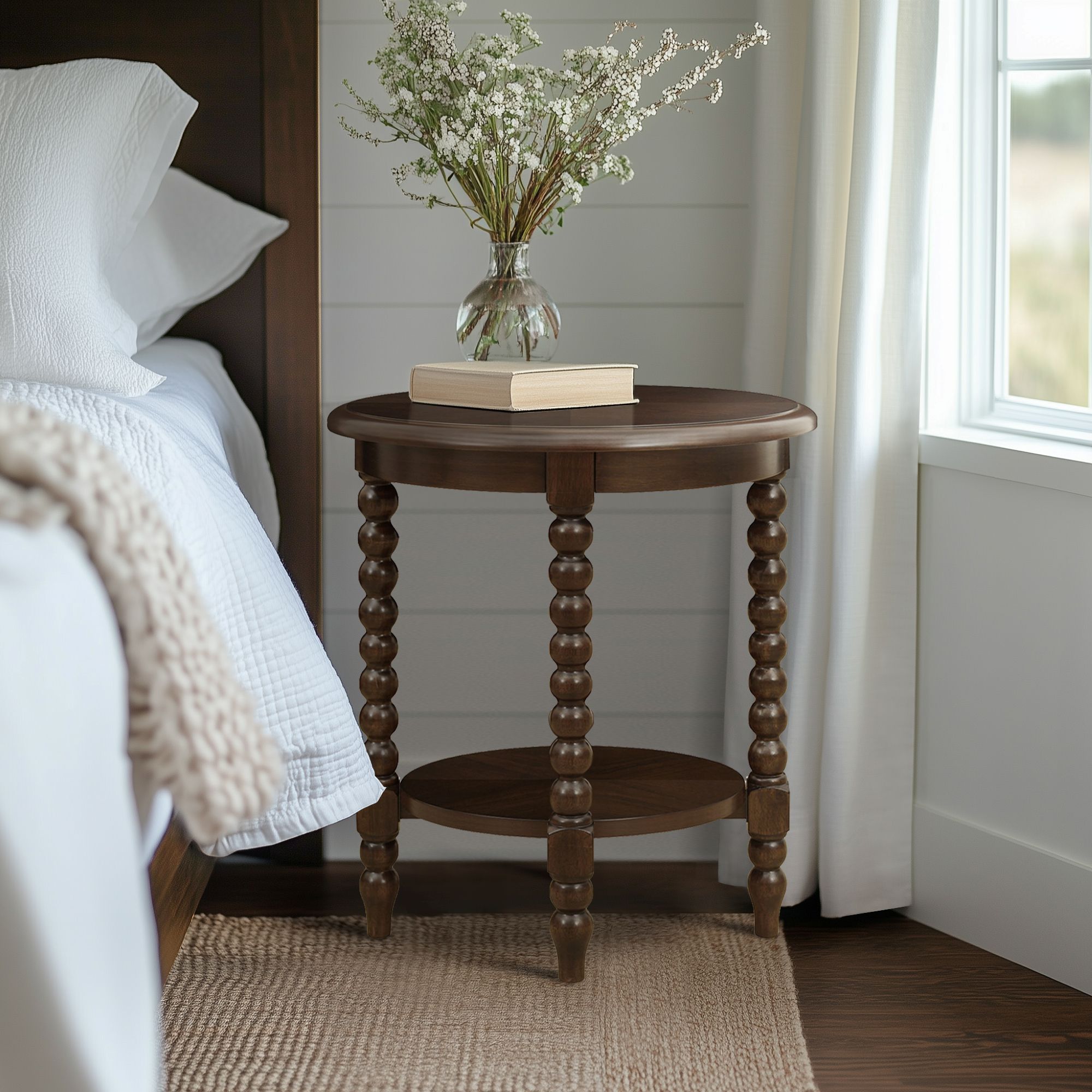 Philippe Round End Table with Shelf