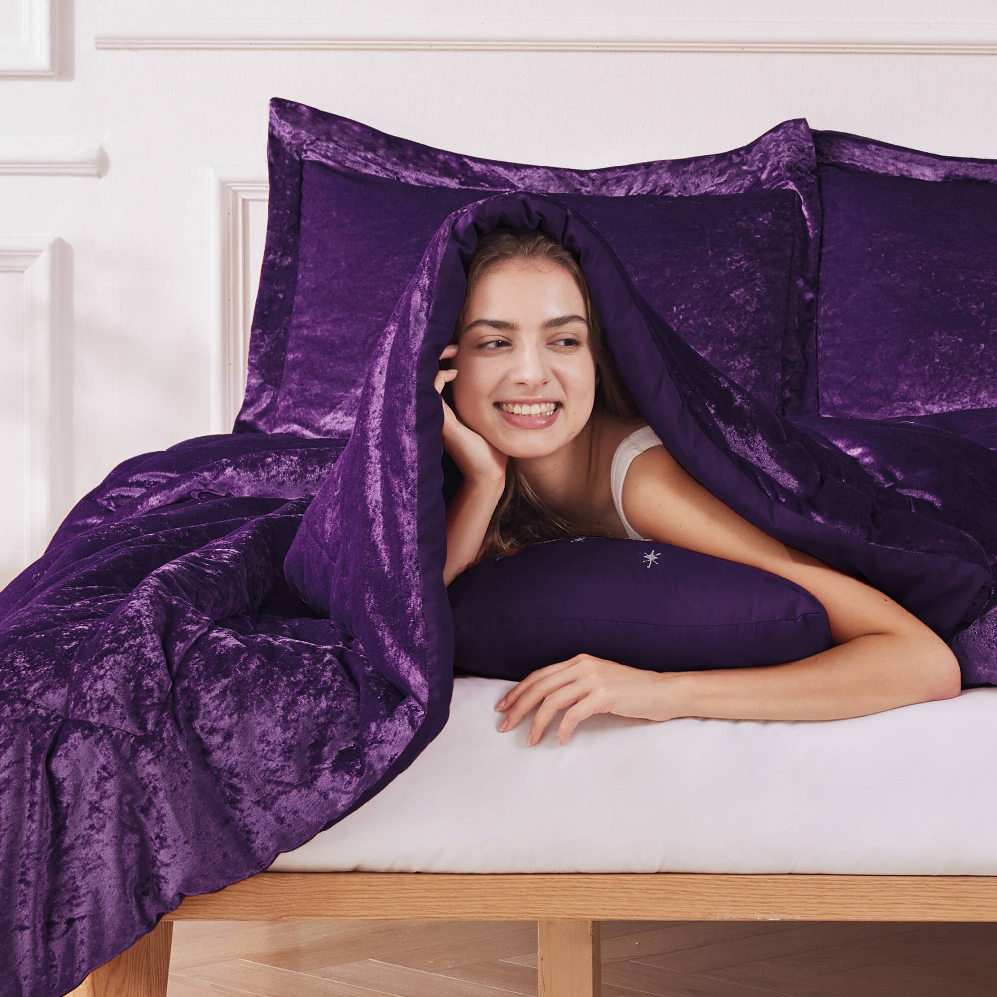 Felicia Velvet Comforter Set with Throw Pillow