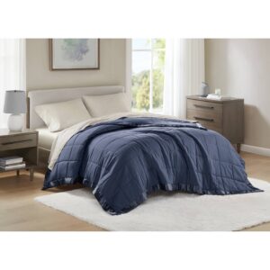 Windom Lightweight Down Alternative Blanket with Satin Trim from Madison Park in  Navy. Windom Lightweight Down Alternative Blanket with Satin Trim from Madison Park in  Navy. Windom Lightweight Down Alternative Blanket with Satin Trim from Madison Park in  Navy. Windom Lightweight Down Alternative Blanket with Satin Trim from Madison Park in  Navy. Windom Lightweight Down Alternative Blanket with Satin Trim from Madison Park in  Navy.