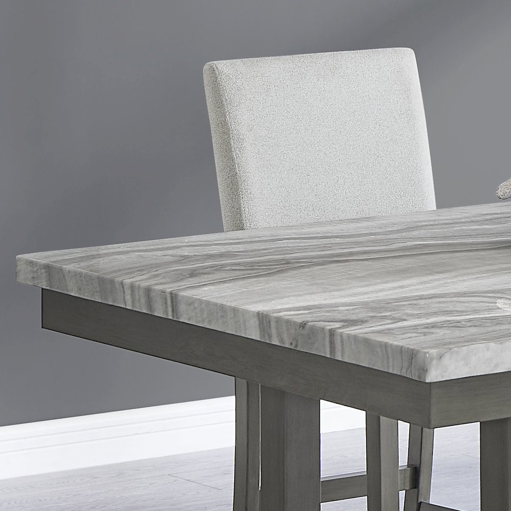 Selena 6-Piece 60″ Rectangular Gray Faux Marble Counter Height Dining Set