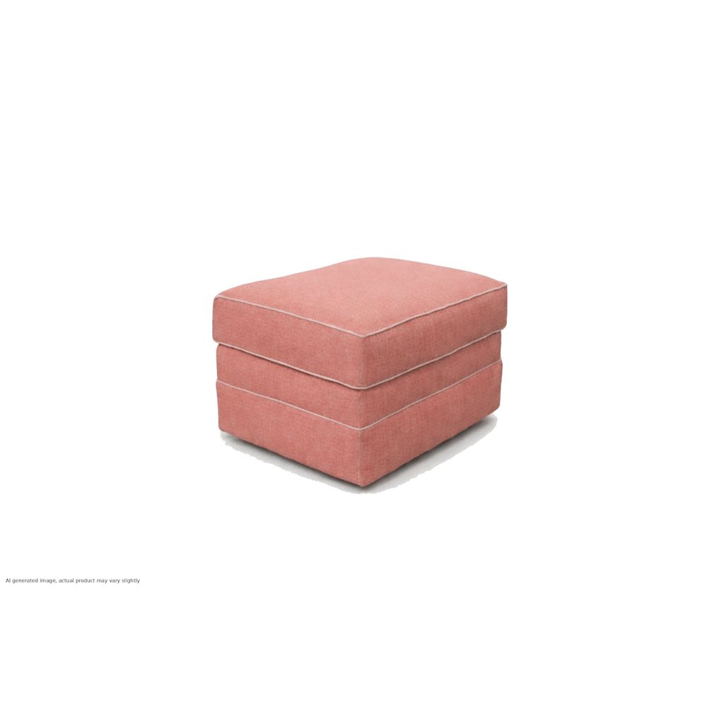 Coral Upholstered Ottoman with Contrast Welt