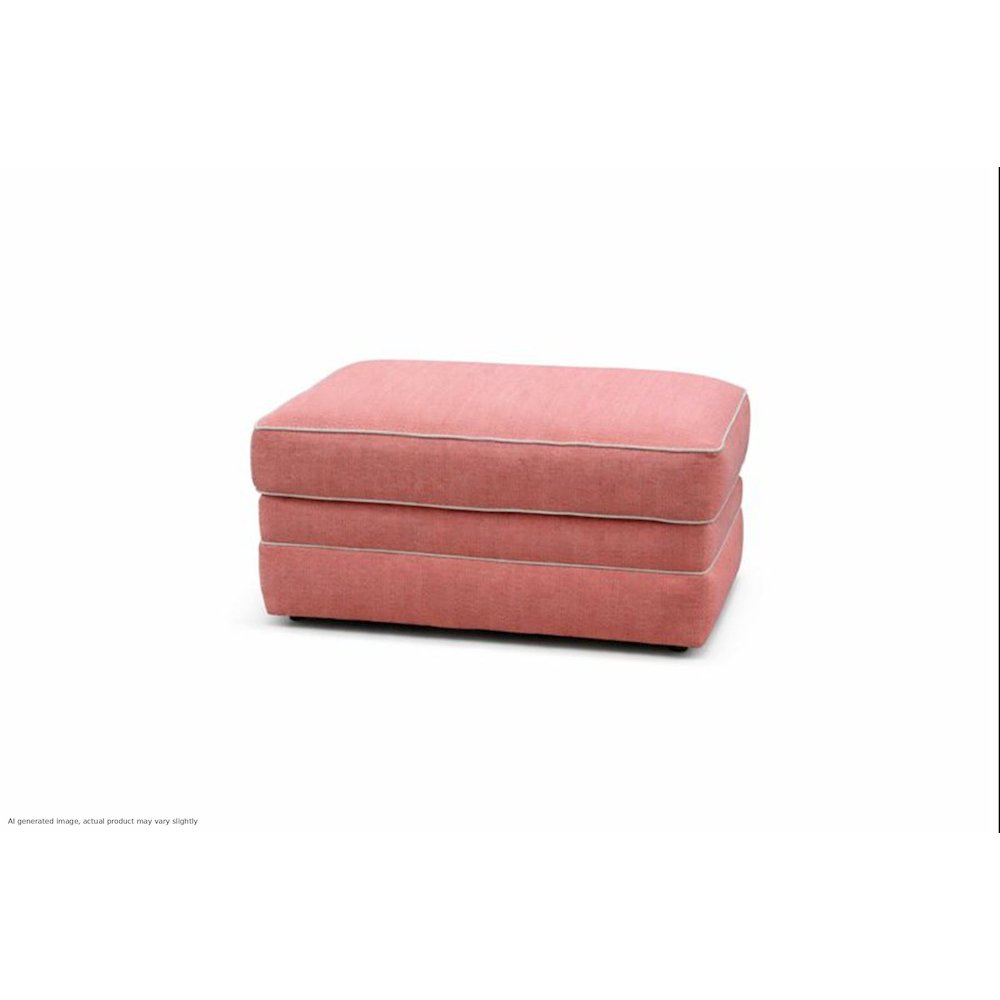 Coral Upholstered Ottoman with Contrast Welt