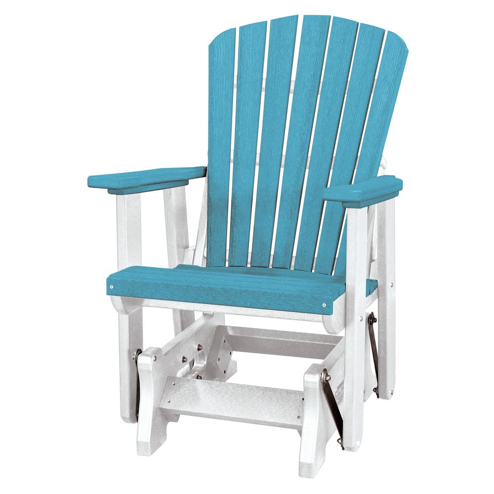 OS Home and Office Model 515ARW Fan Back Glider in Aruba Blue with a  White Base