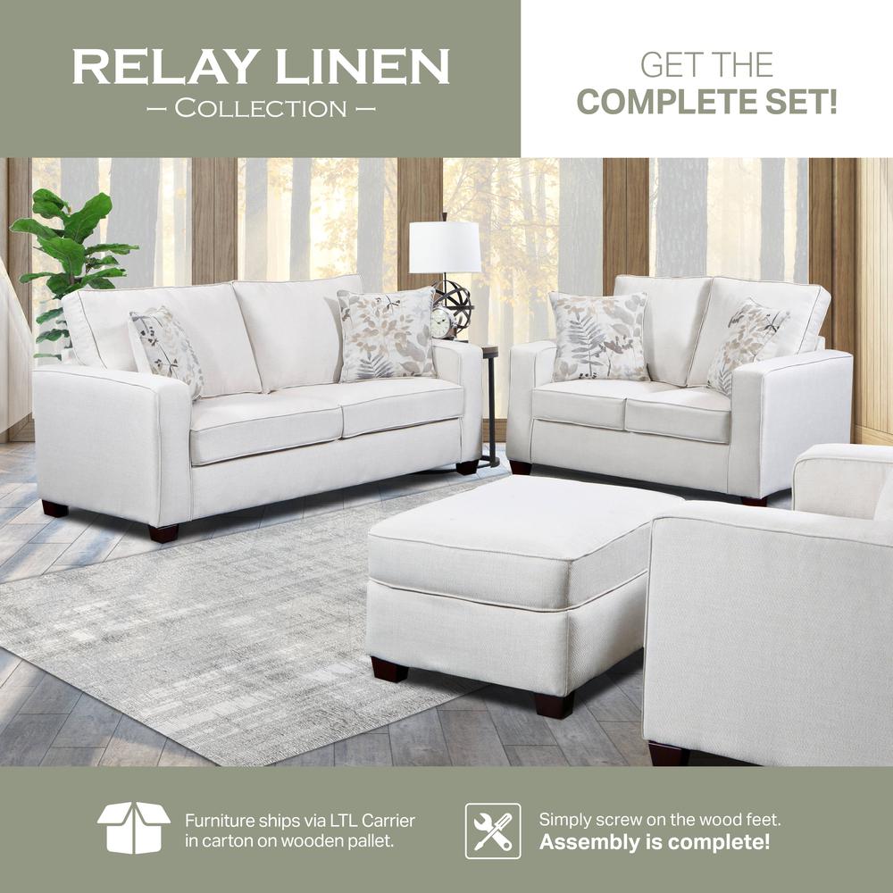 Living Room Relay Linen Sofa Sleeper with Two Throw Pillows