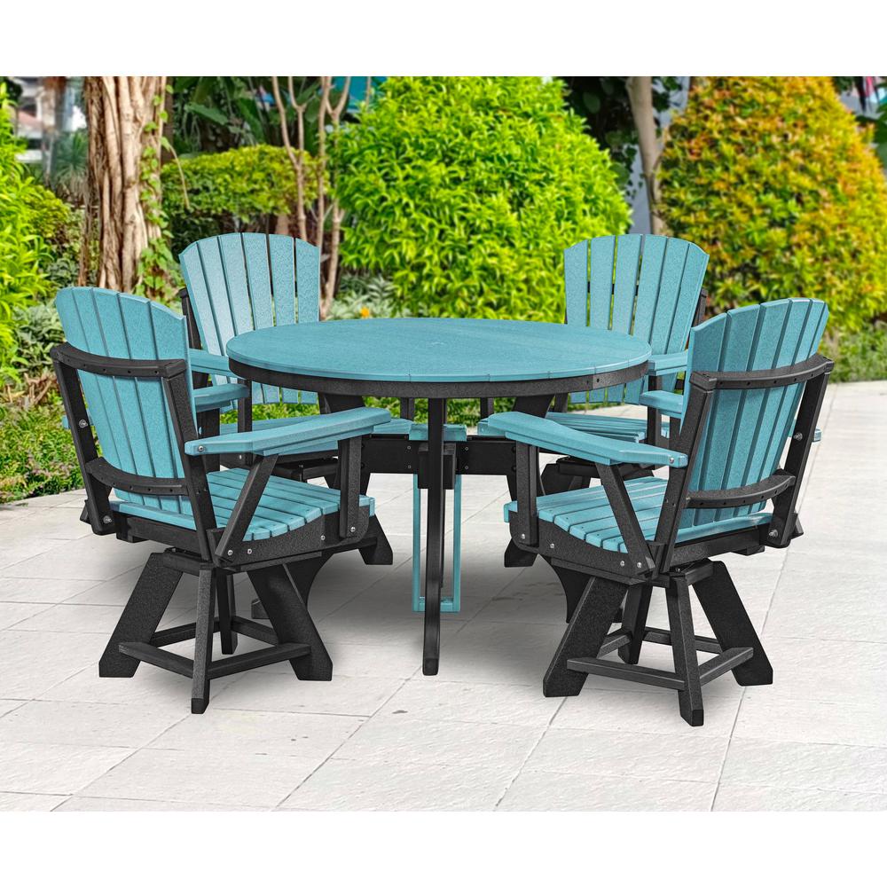 Five Piece Round Dining Height Dining Set in Aruba Blue with a Black Base